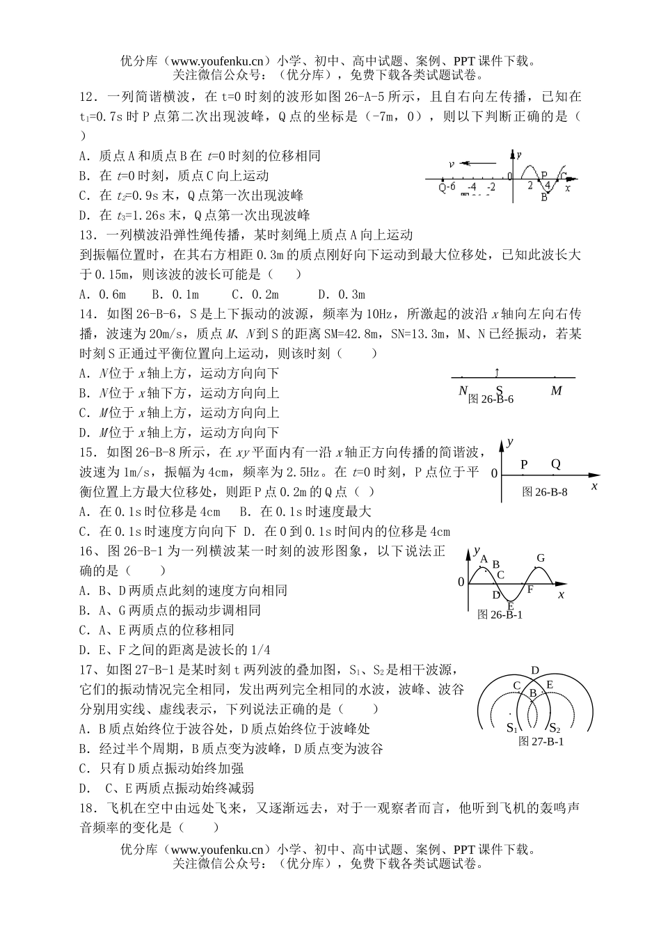 高中二年级物理3-4模块复习测试卷_第3页