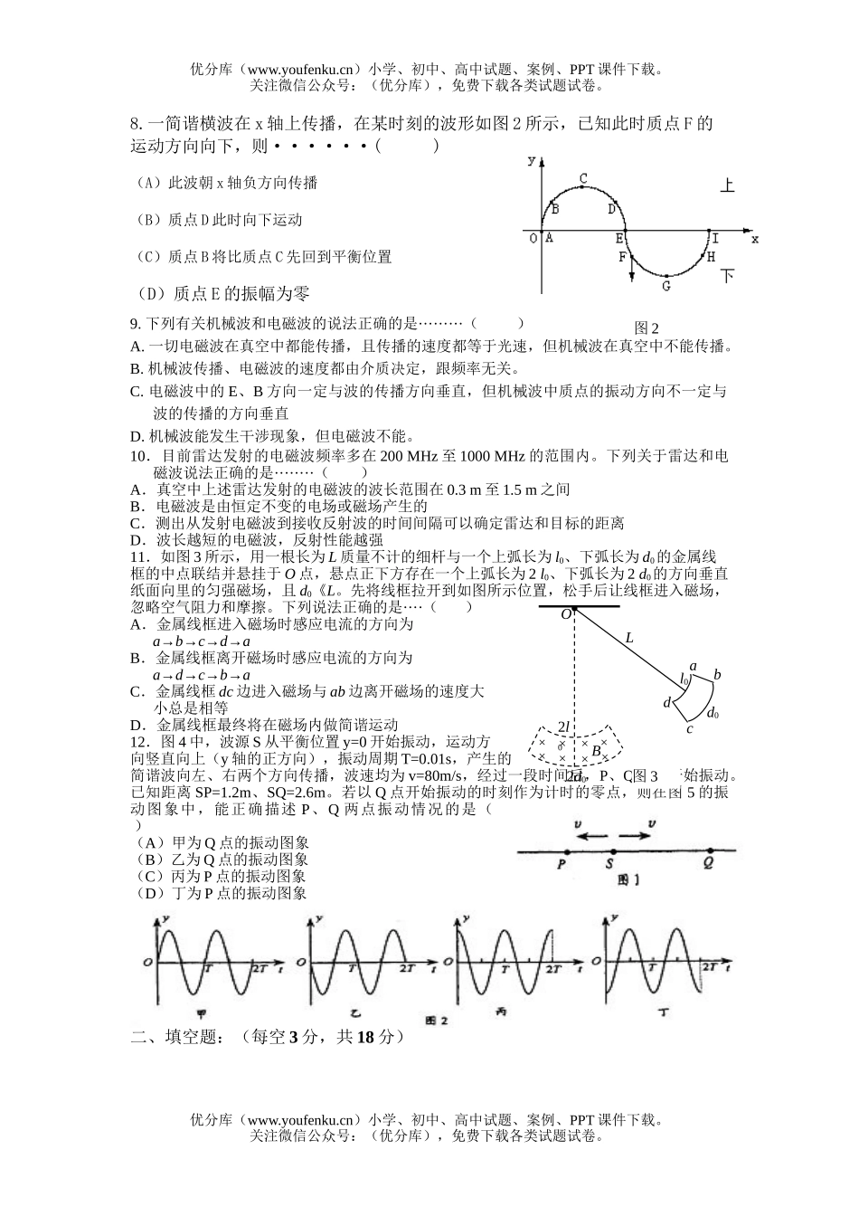 高中二年级物理高第二学期期中考试卷_第2页