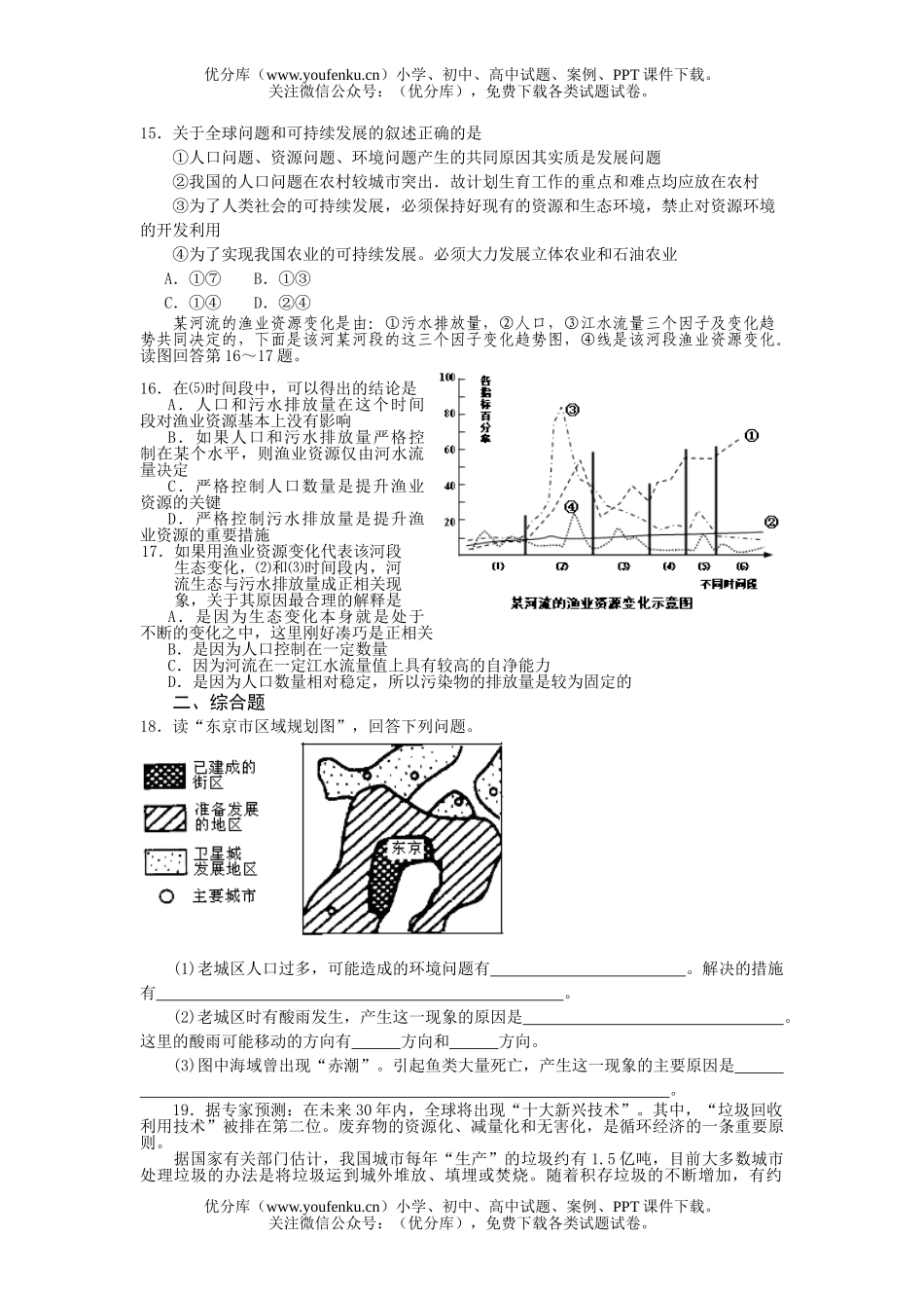 高中二年级地理环境与环境问题单元测试卷_第3页