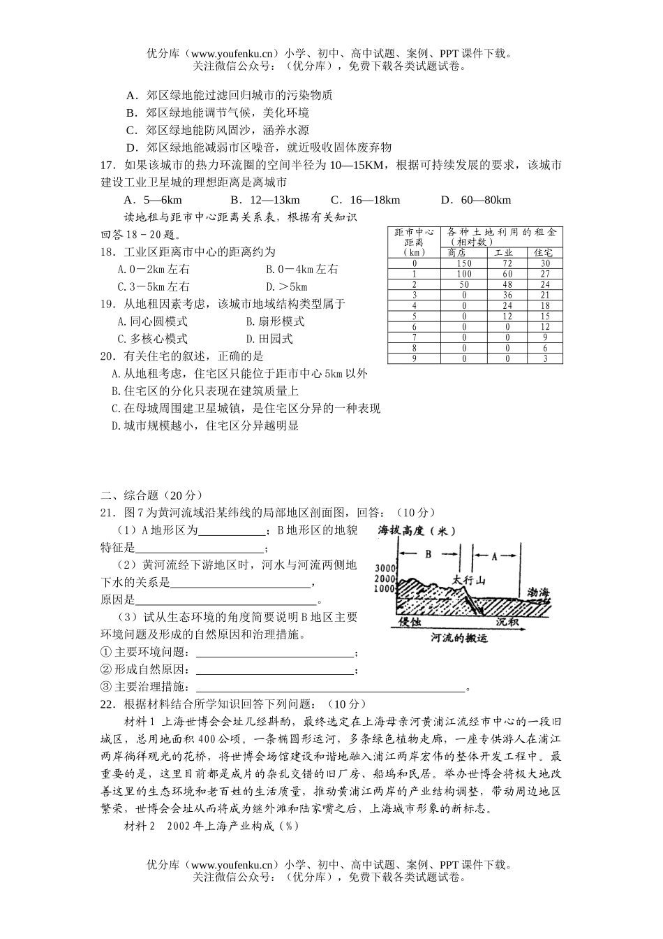 高中二年级地理湖北省天门市高期末考试卷_第2页