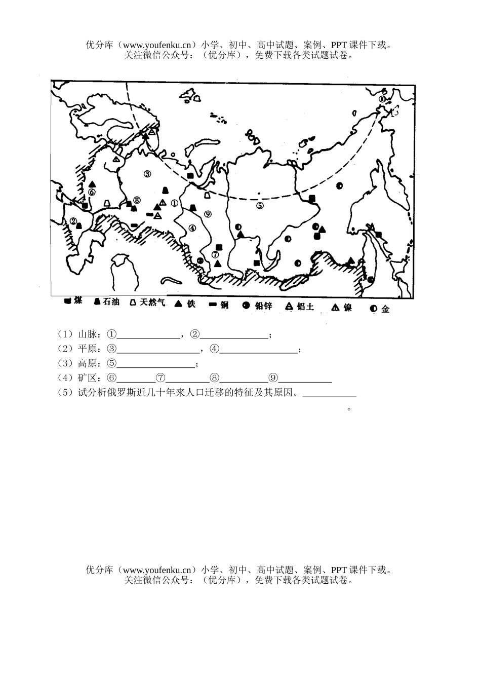 高中二年级地理欧洲东部和北亚试卷_第2页