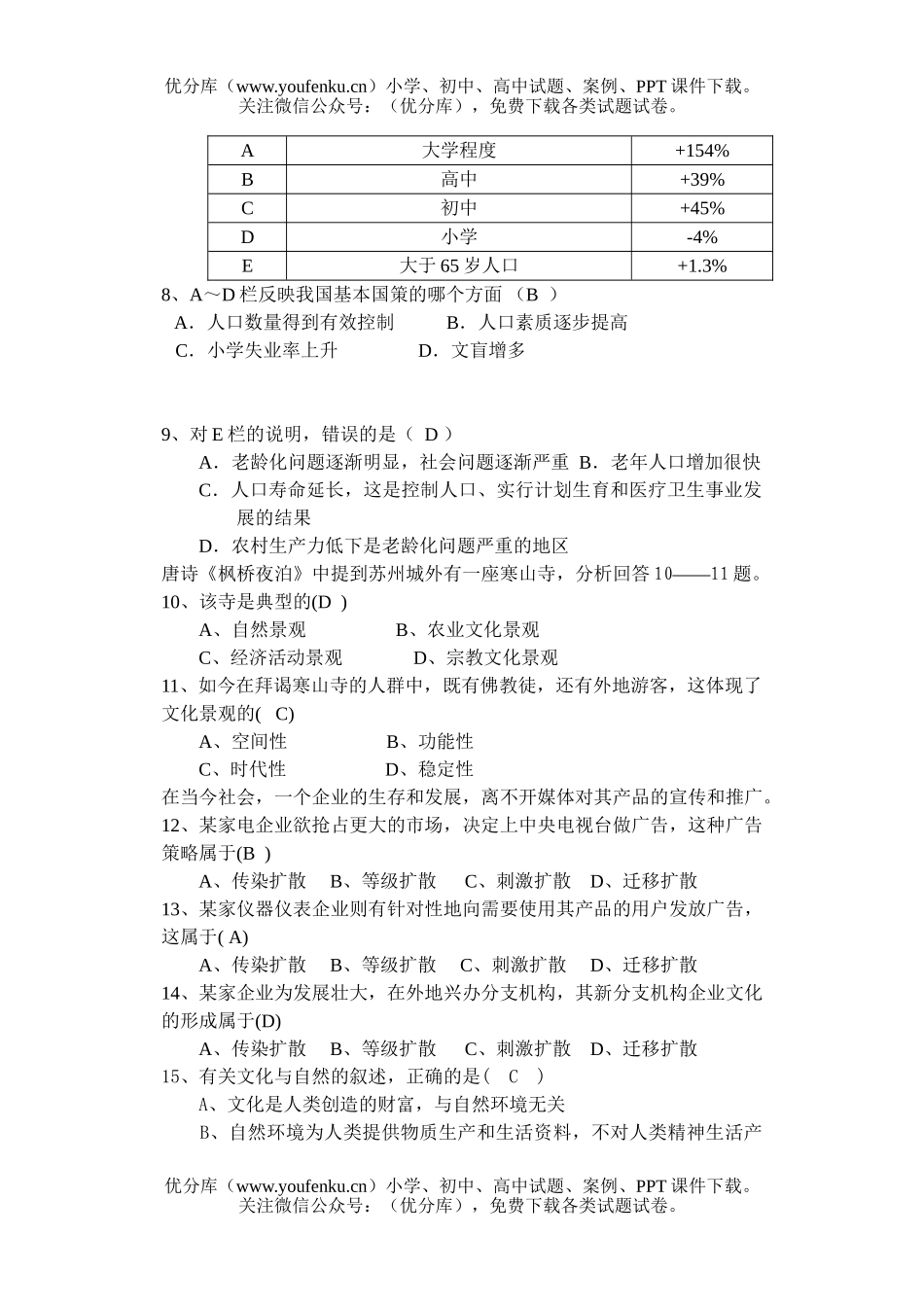 高中二年级地理上学期期中考试卷_第2页