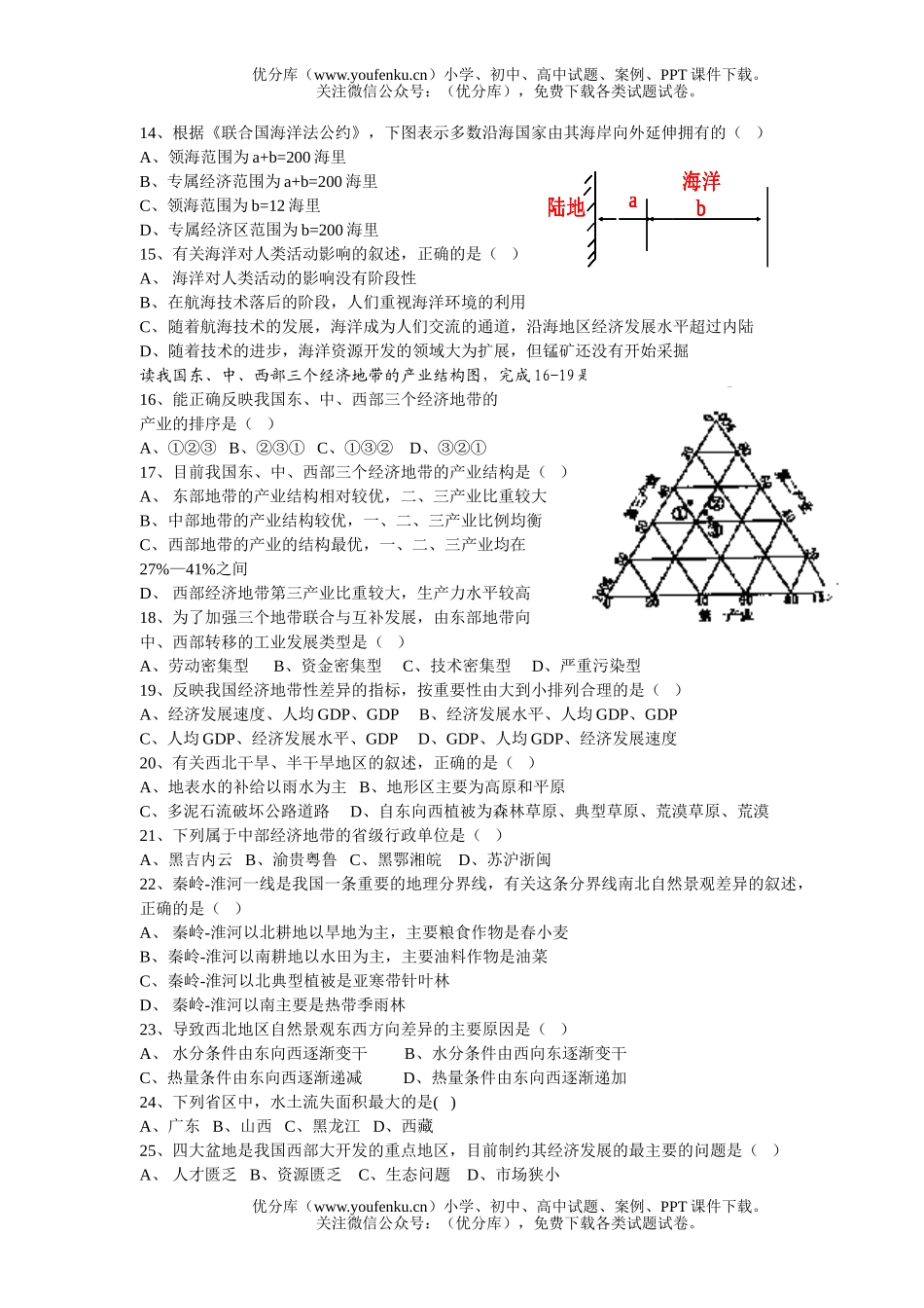 高中二年级地理必修三期中考试卷_第2页
