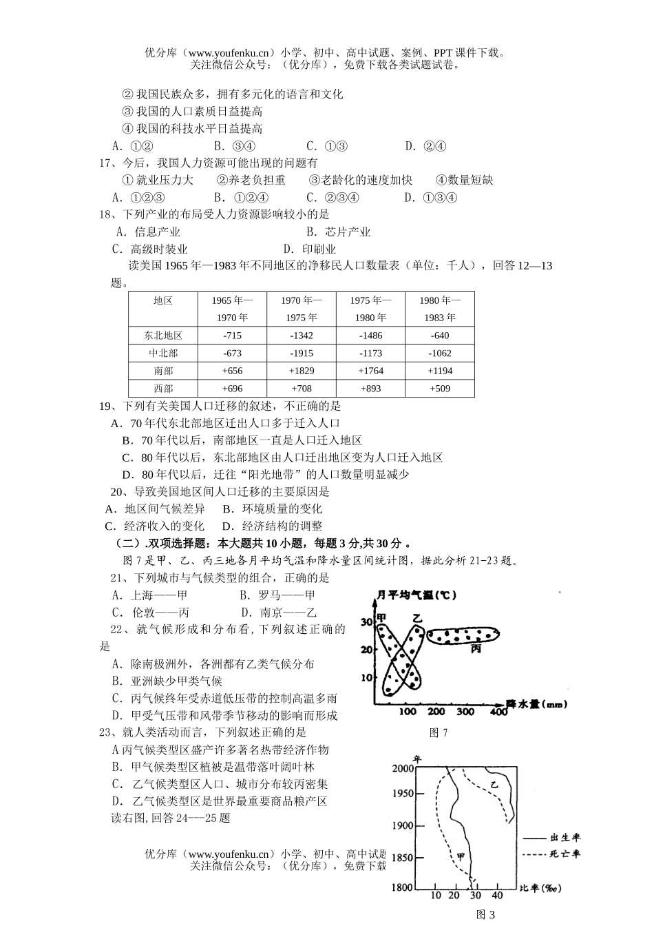 高中二年级地理下学期第一次月考试卷_第2页