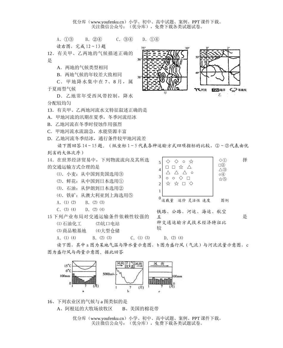 高中二年级地理竞赛试卷_第3页