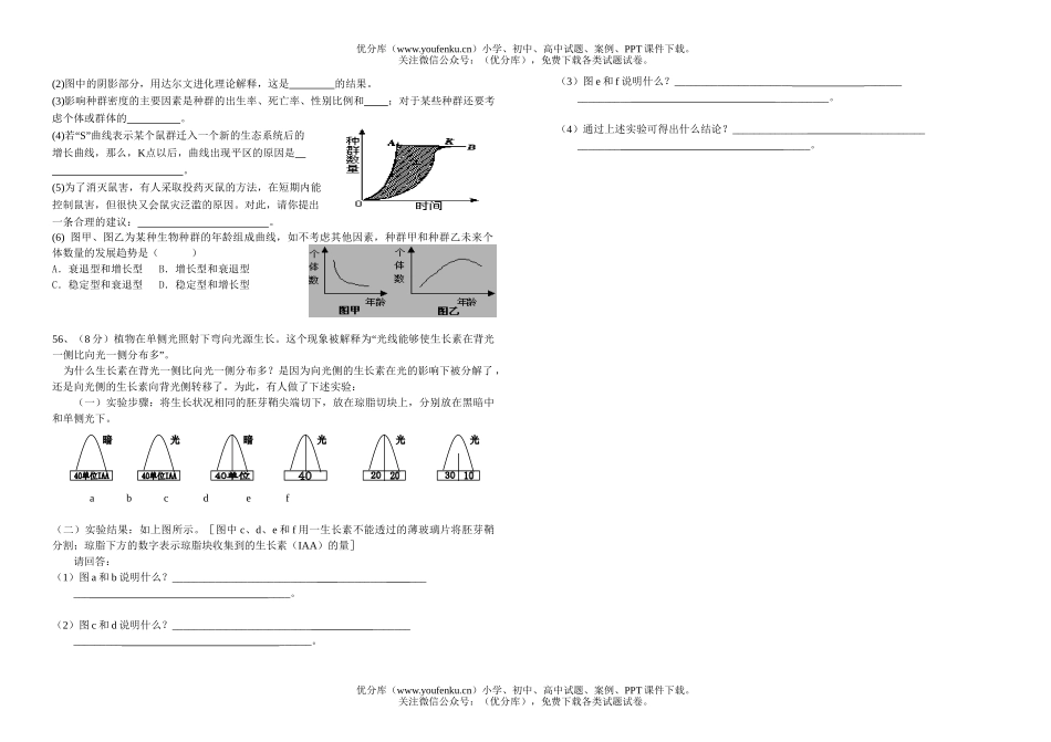 高中二年级生物第二学期期中考试卷_第2页