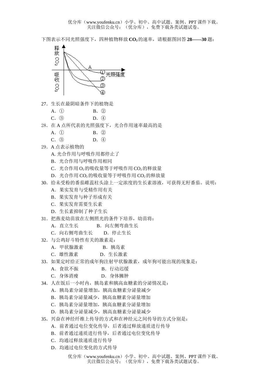 高中二年级生物高学试卷_第3页