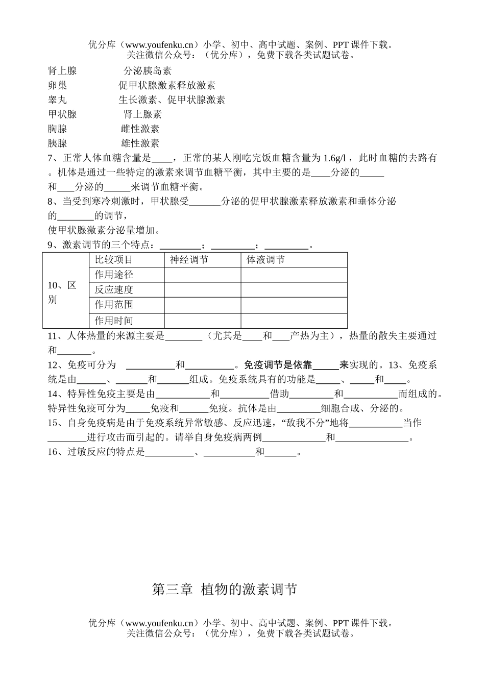 高中二年级生物第1－4章默写训练试卷_第2页