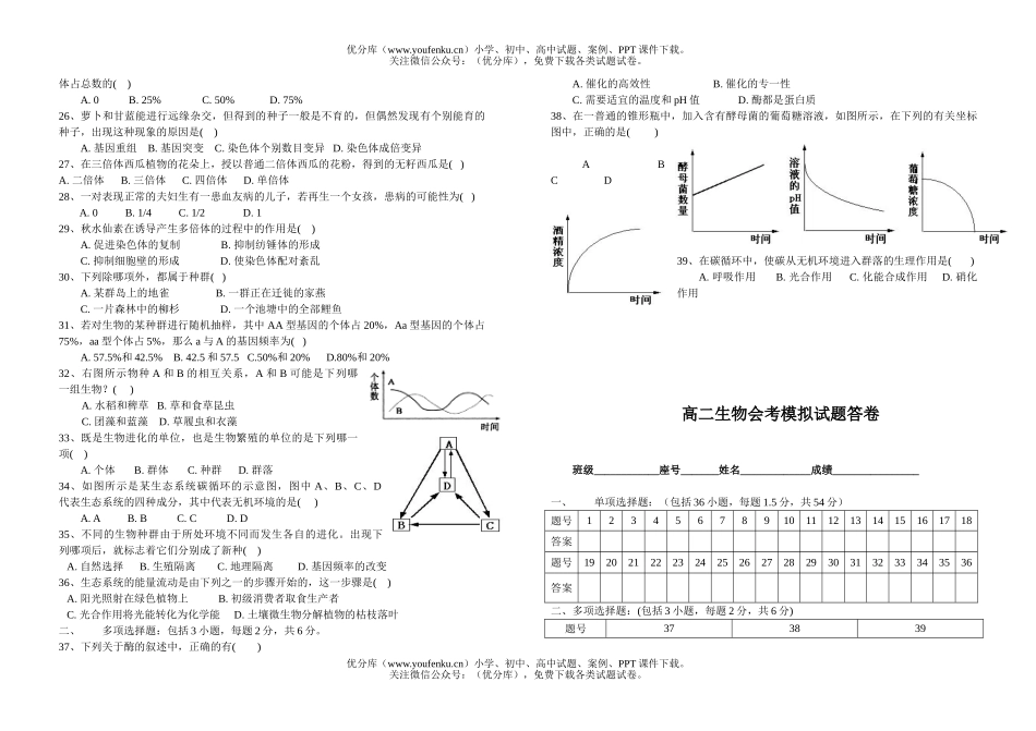 高中二年级生物会考模拟试卷_第2页