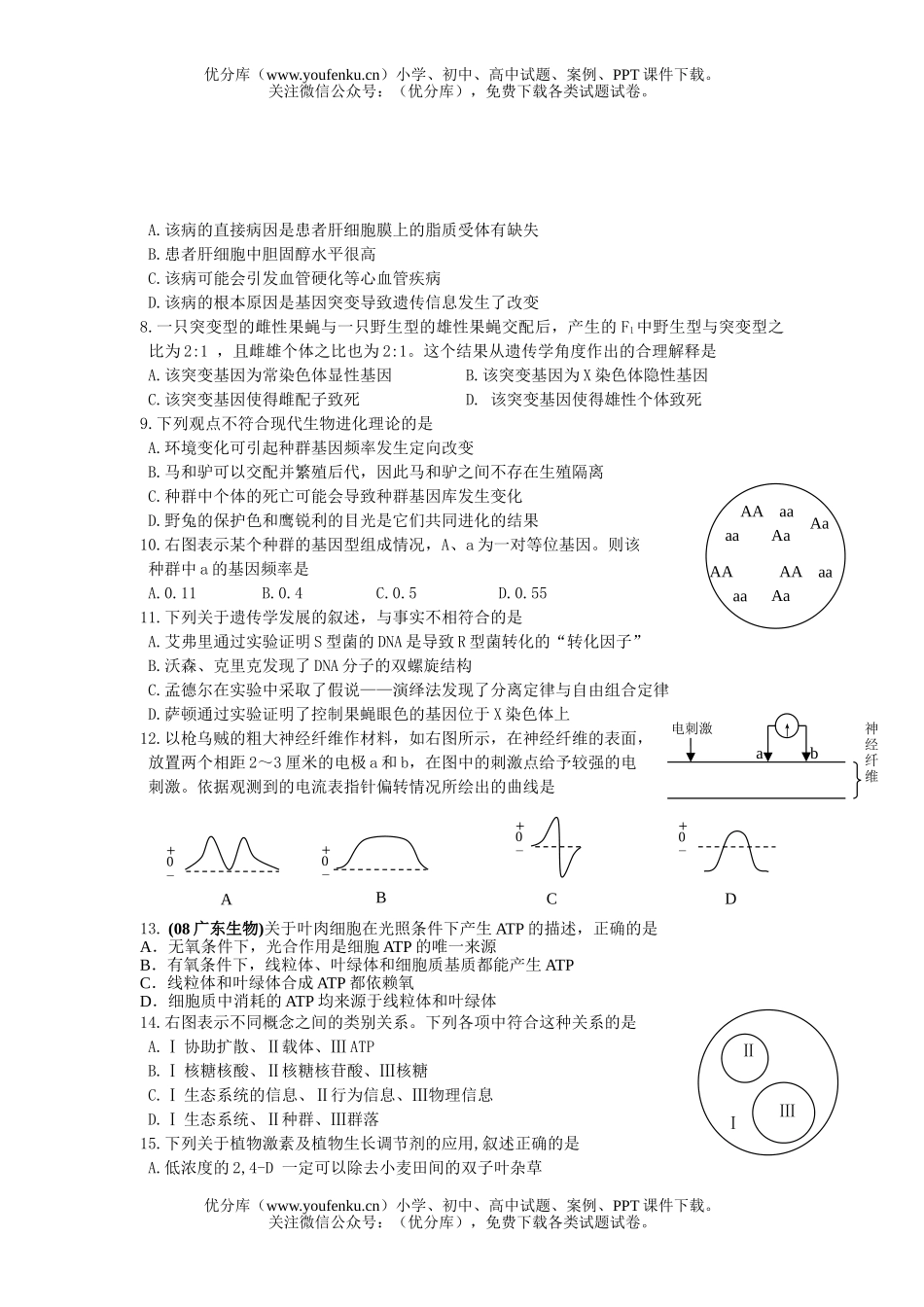 高中二年级生物第二学期期末联考1试卷_第2页