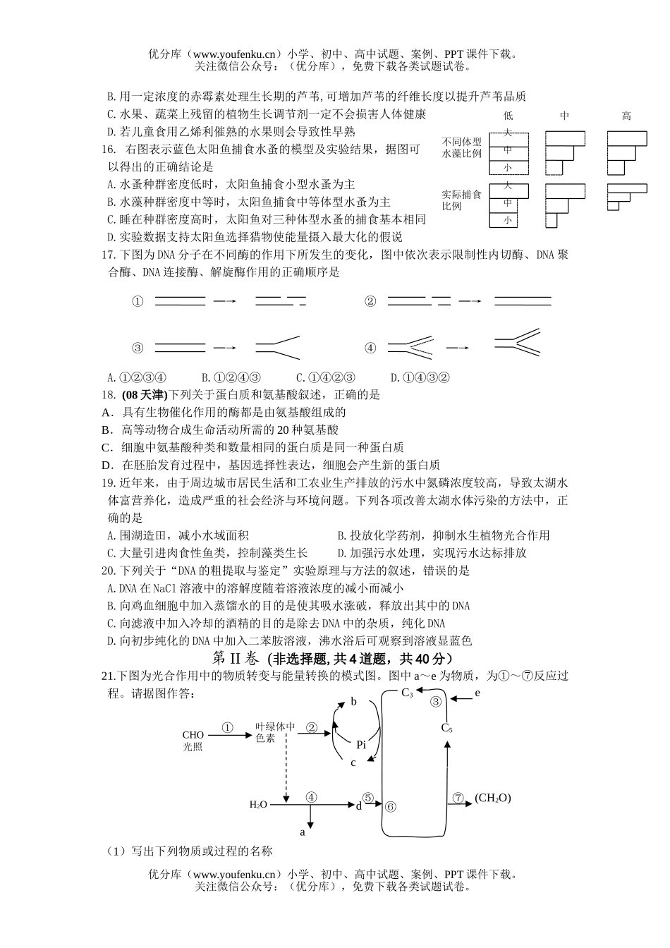 高中二年级生物第二学期期末联考1试卷_第3页