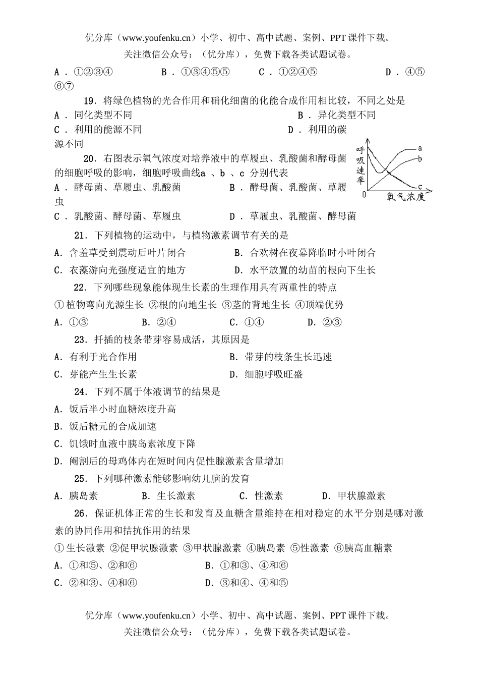 高中二年级生物阶段考试卷_第3页
