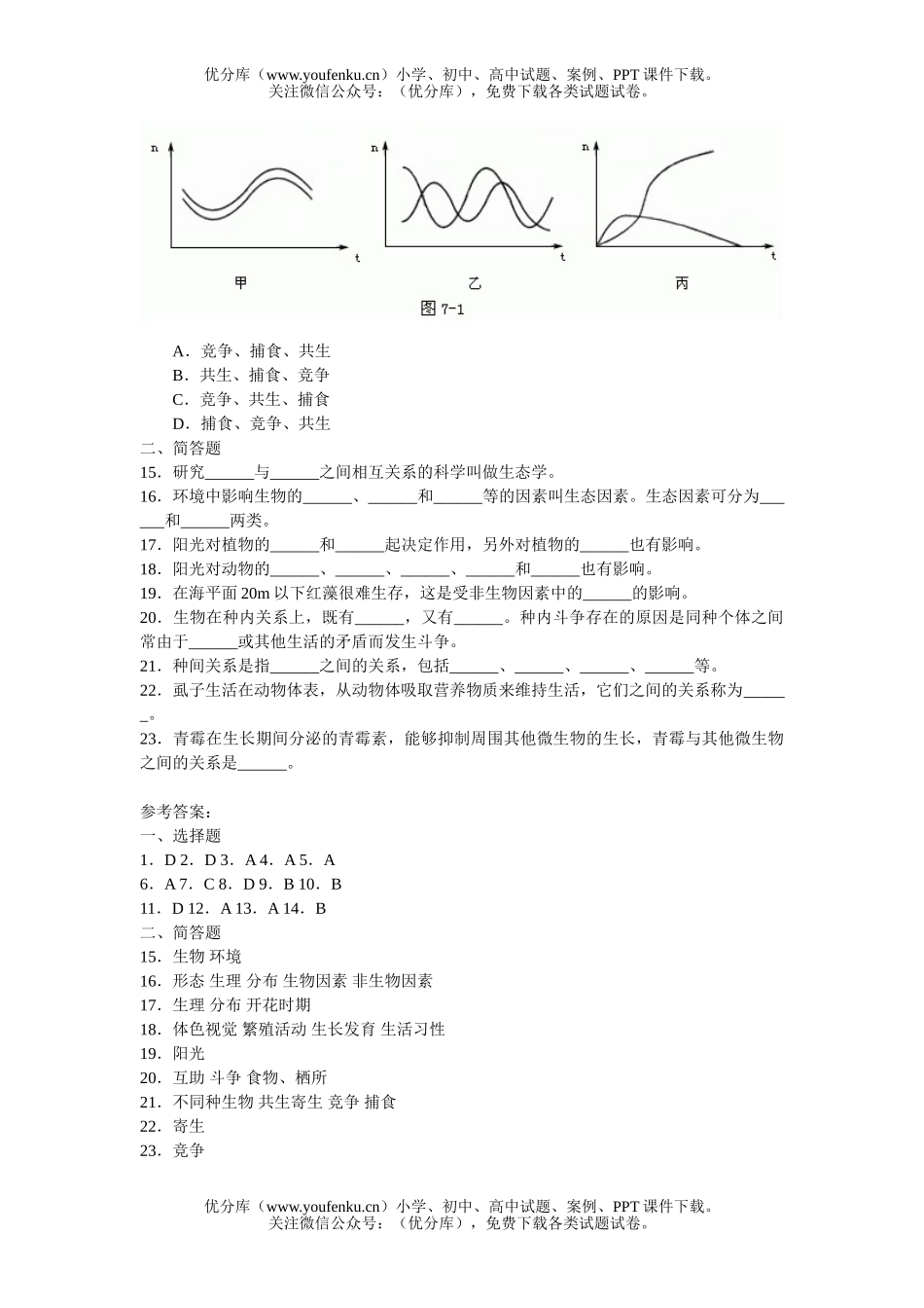 高中二年级生物习题精选一试卷_第2页
