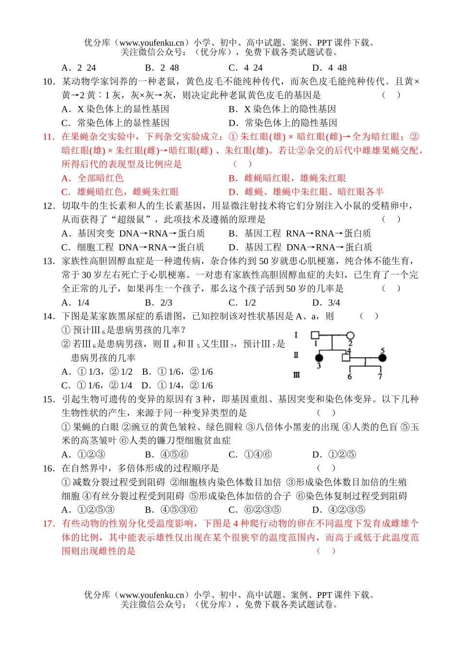 高中二年级生物同步测试卷_第2页
