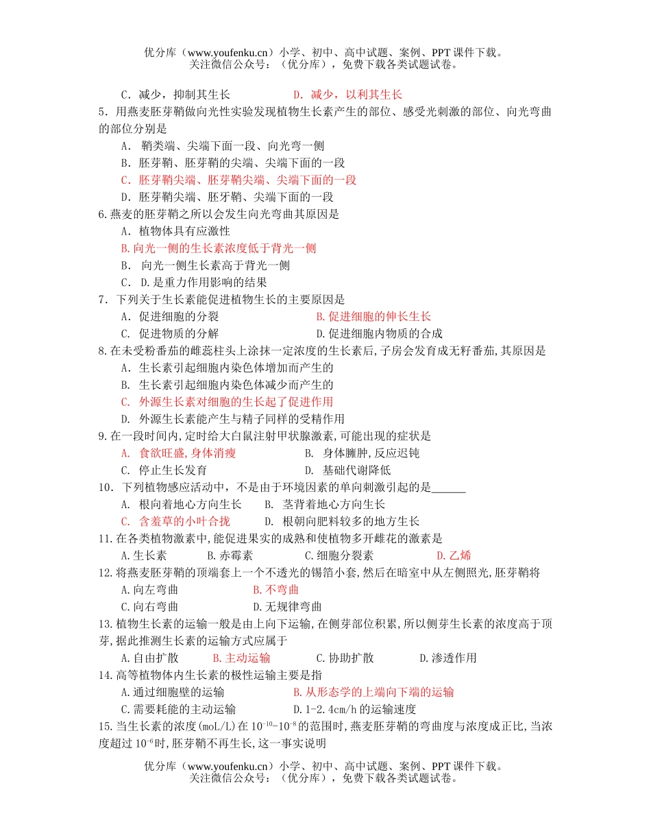 高中二年级生物周练(第十四周)学试卷_第1页