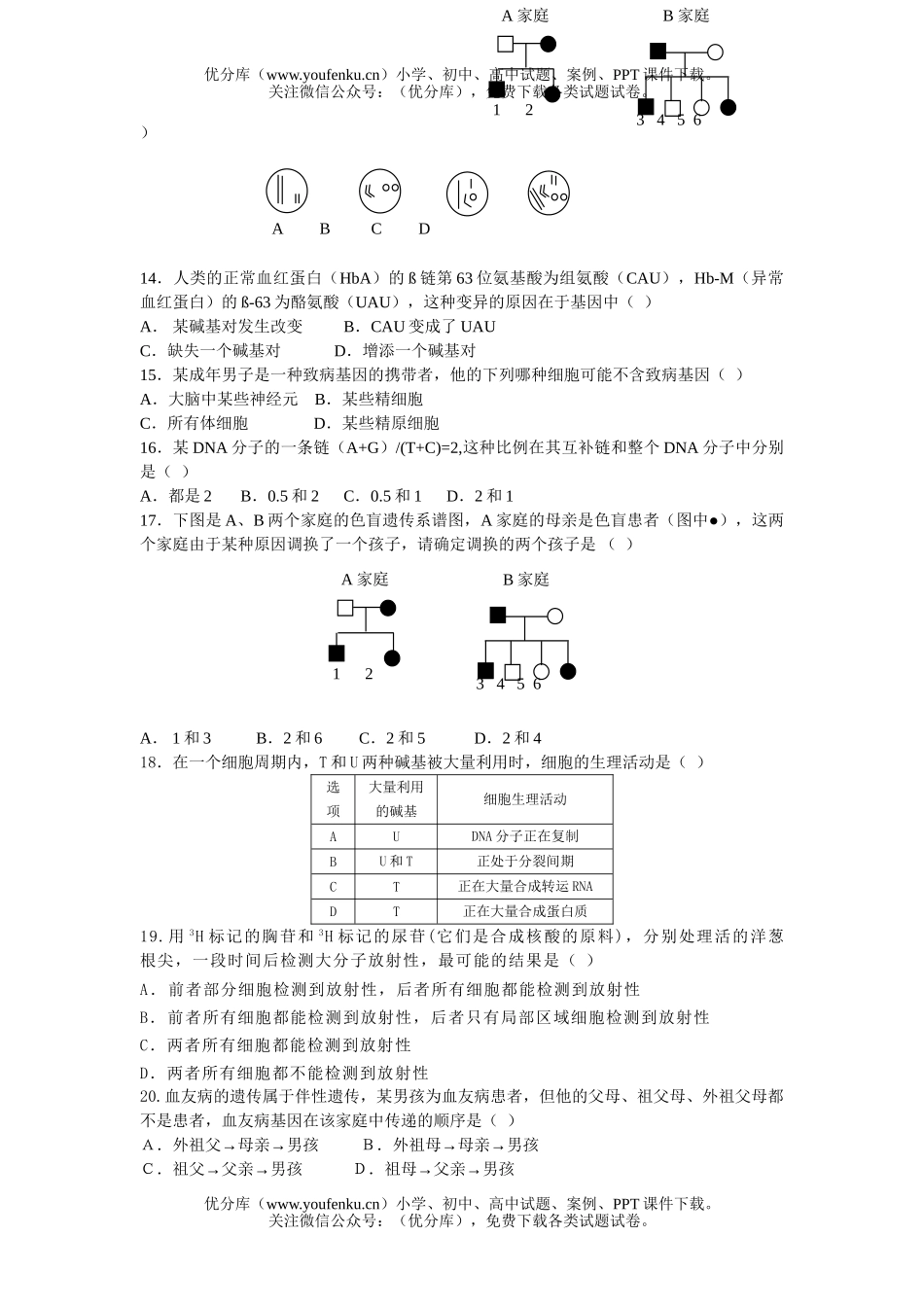 高中二年级生物月考试卷_第2页