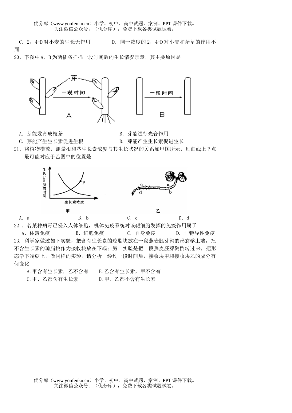 高中二年级生物下学期复习周练试卷_第3页