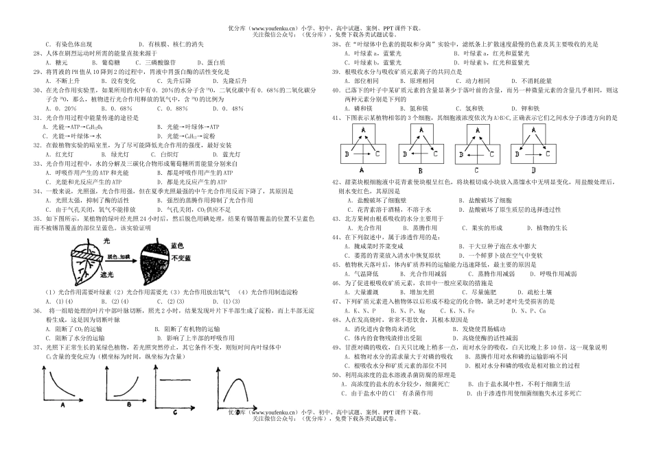 高中二年级生物上学期期中考试2试卷_第2页