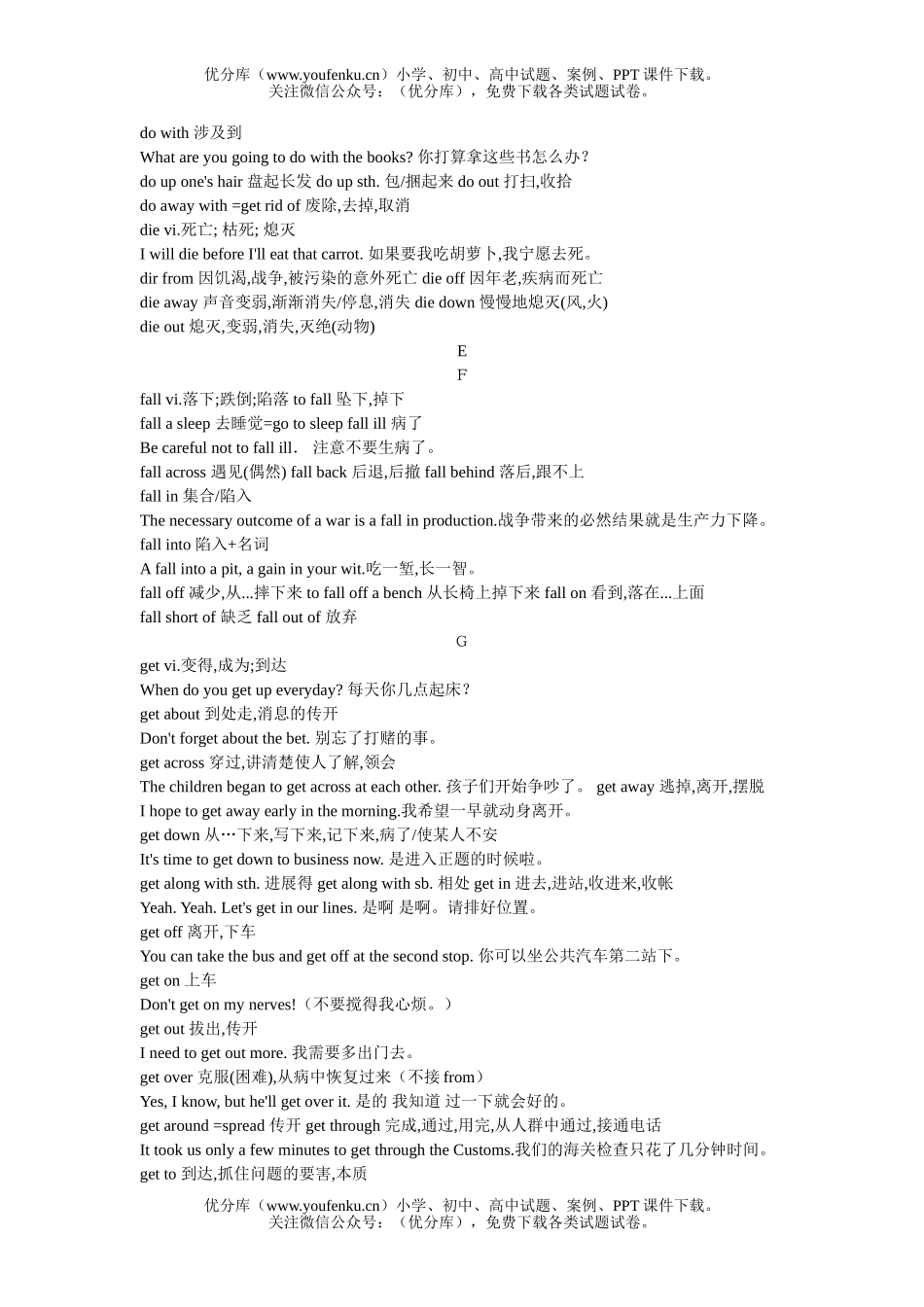 高中三年级英语高考必备词组试卷_第3页