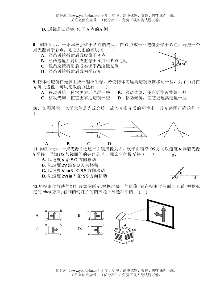 高中三年级物理13单元几何光学练习试卷_第1页