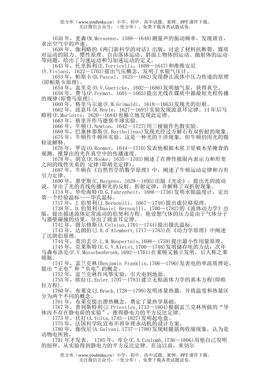 高中三年级物理学大事年表试卷_第2页