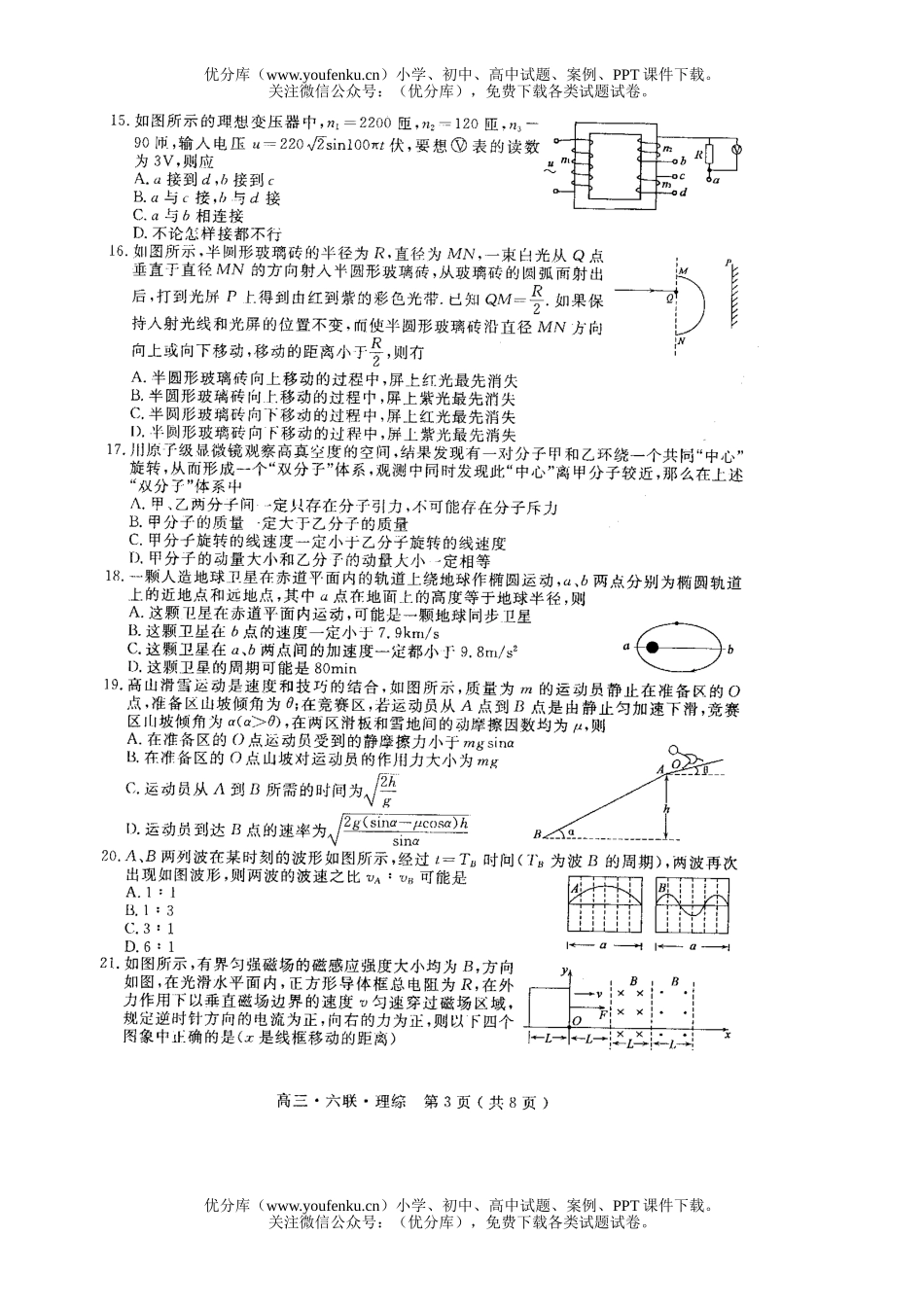 高中三年级物理学海大联考(六)理综试卷_第3页