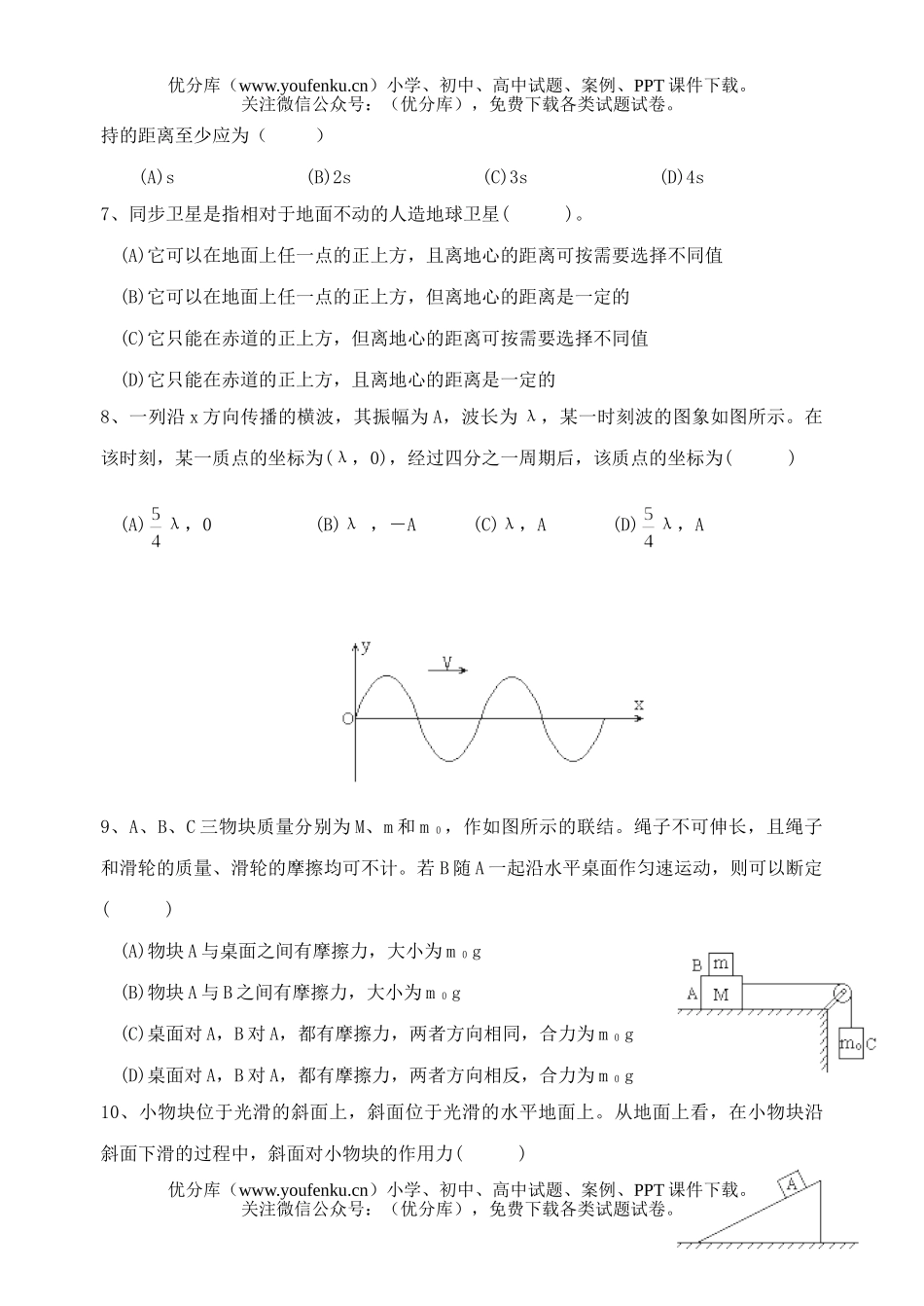 高中三年级物理力学高考专题试卷_第2页