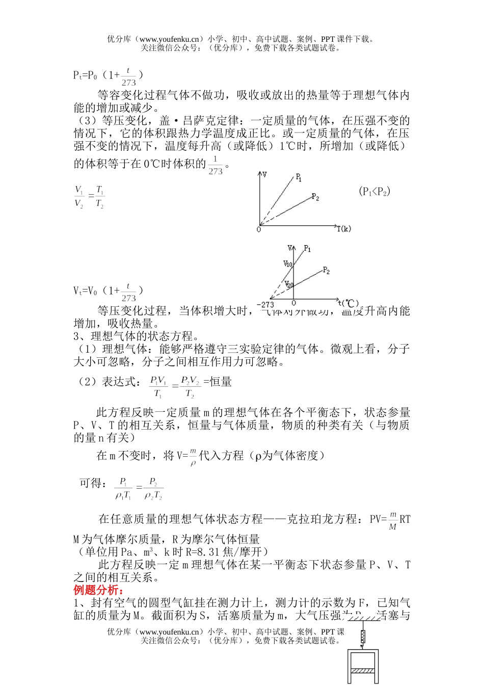 高中三年级物理复习气体的性质试卷_第1页