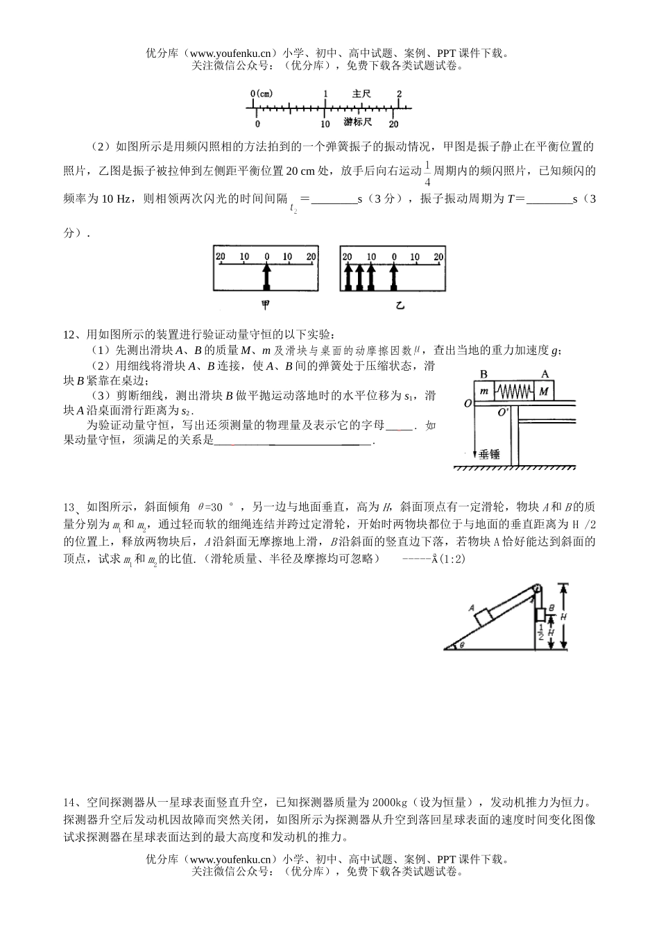 高中三年级物理下学期期中调研测试卷_第2页