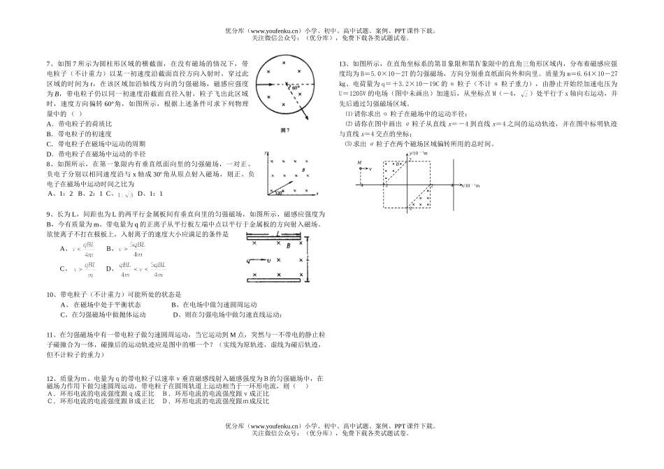 高中三年级物理磁场随堂测试3试卷_第2页