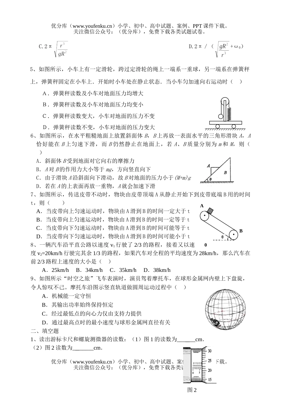 高中三年级物理2007年毕业班高考模拟(五)试卷_第2页
