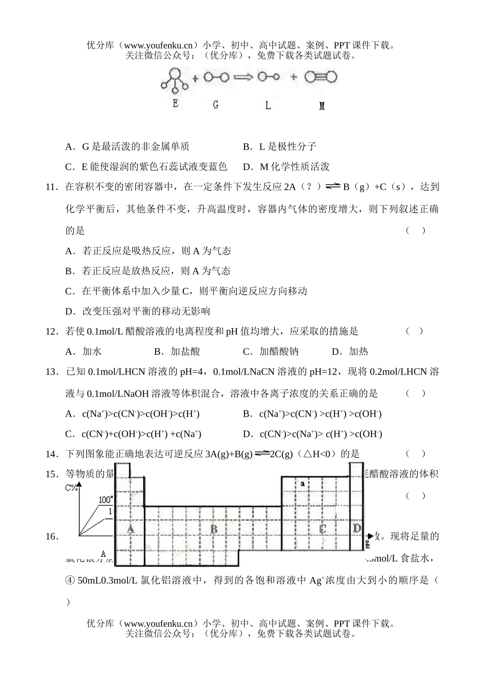 高中三年级化学山东省实验中学第一次诊断性测试卷_第3页