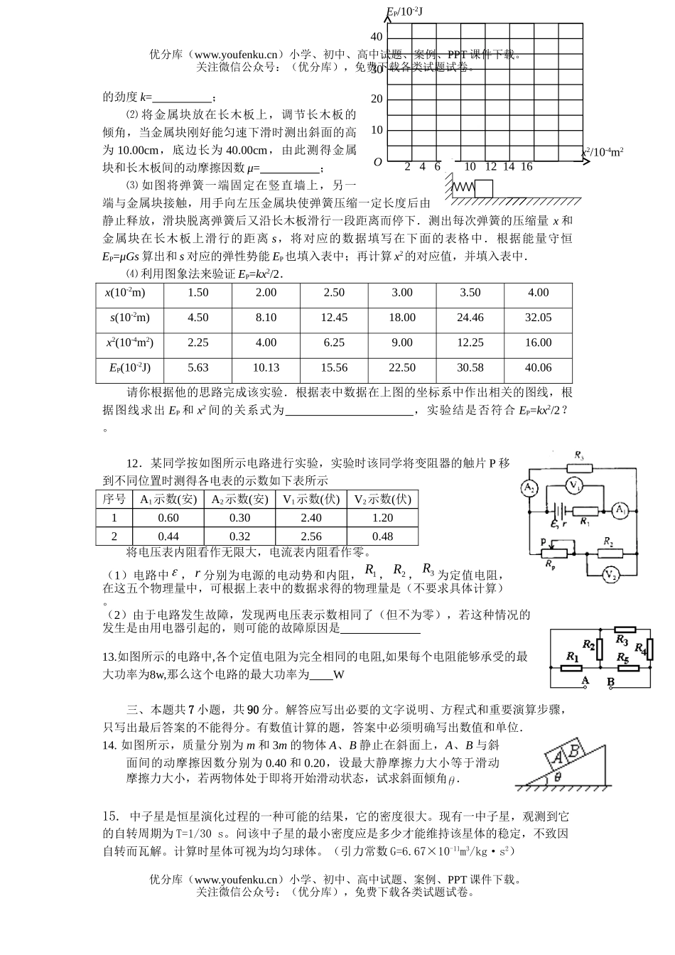 高中三年级物理第一学期期末试卷_第3页