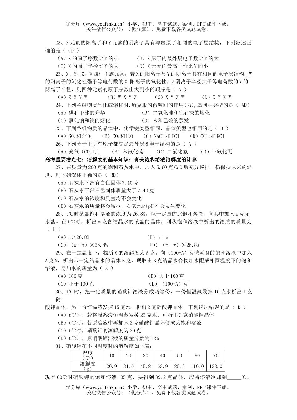 高中三年级化学高考考前重点热点题型练习试卷_第3页
