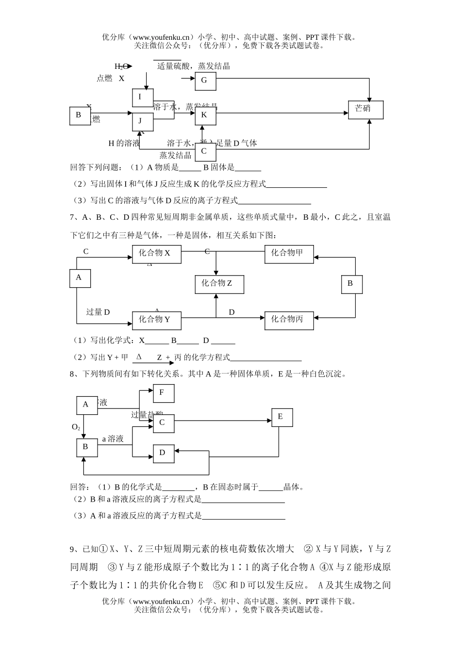 高中三年级化学高考复习无机物的综合推导专题试卷_第3页