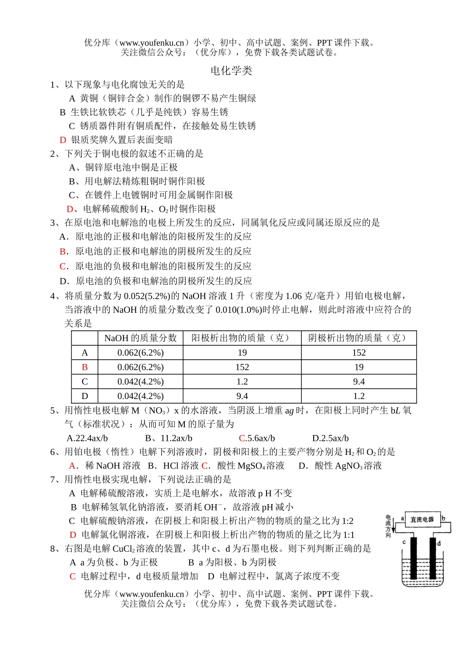 高中三年级化学电试卷_第1页