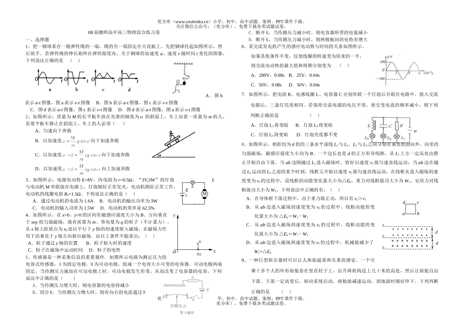 高中三年级物理08届潮师综合练习试卷_第1页