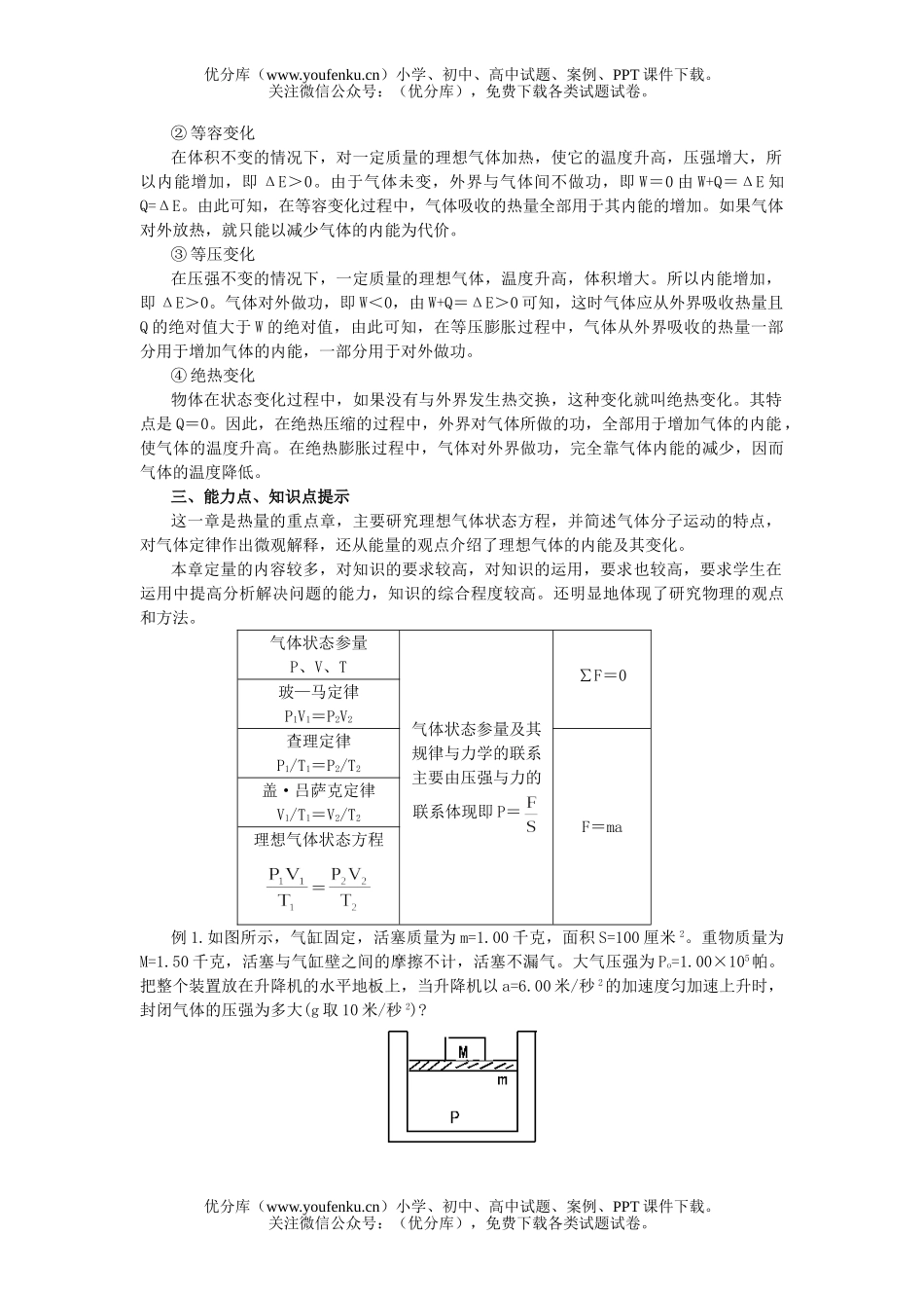 高中三年级物理气体的性质试卷_第3页