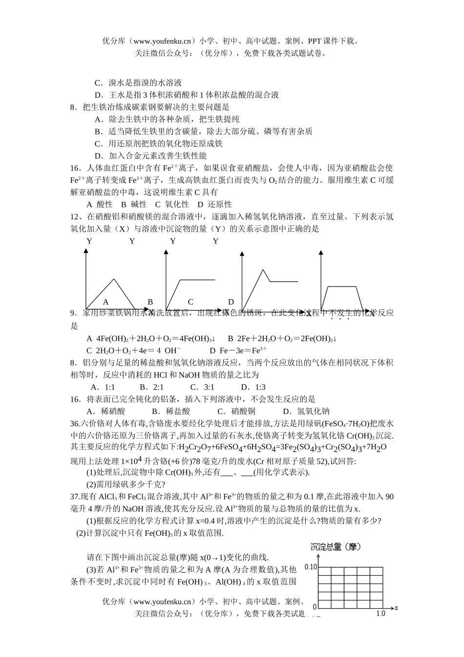高中三年级化学《几种常见的金属》历年高考题试卷_第2页