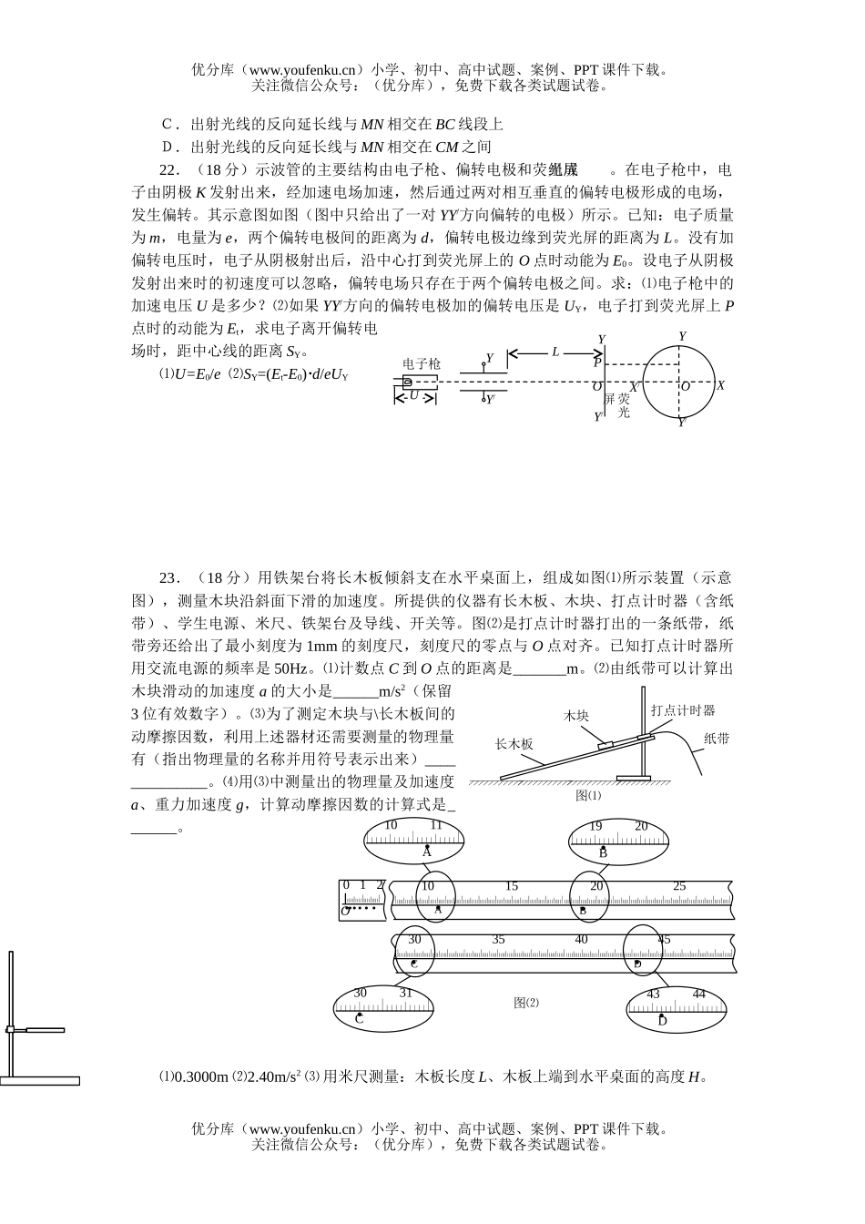 高中三年级物理综合练习㈠A试卷_第2页