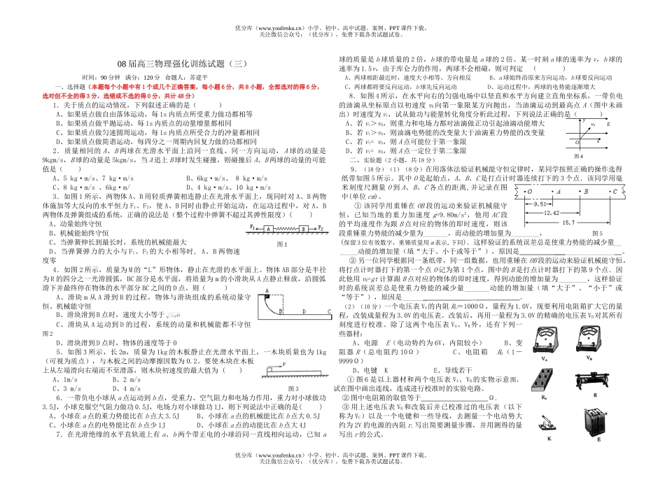高中三年级物理08届强化训练试卷_第1页