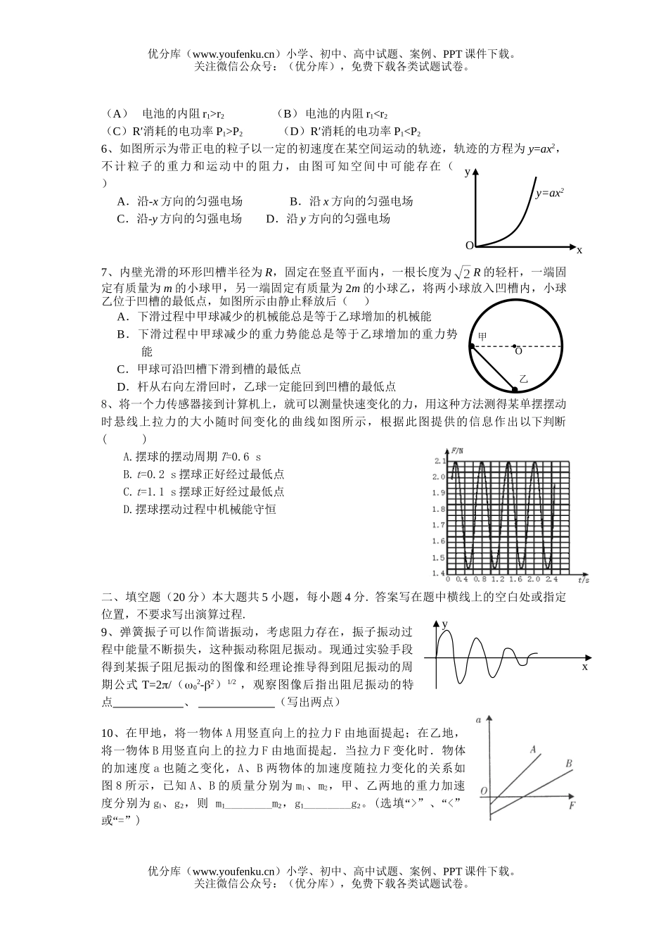 高中三年级物理08届3月月考试卷_第2页