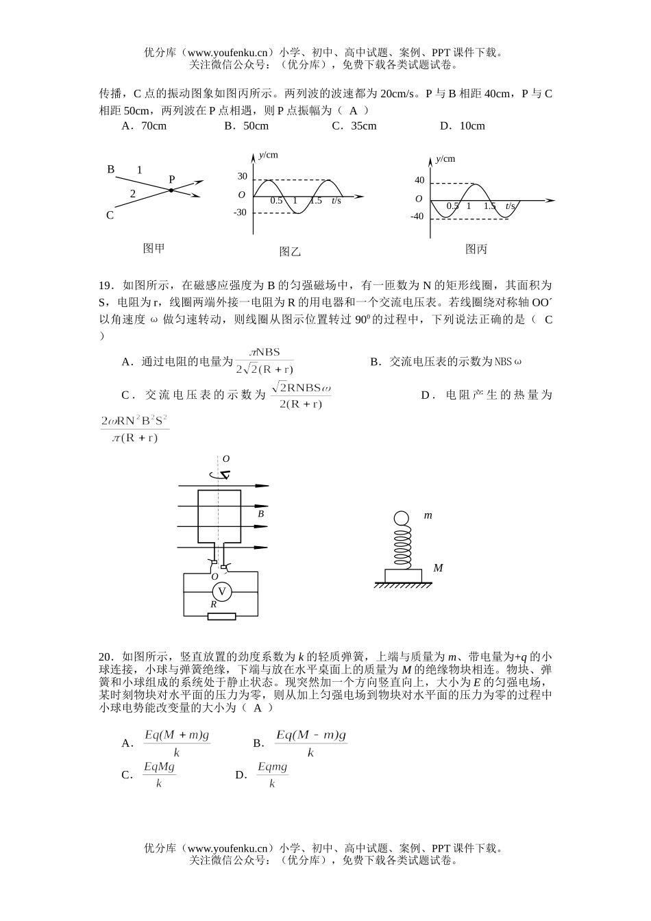 高中三年级物理08届理综一模部分试卷_第2页