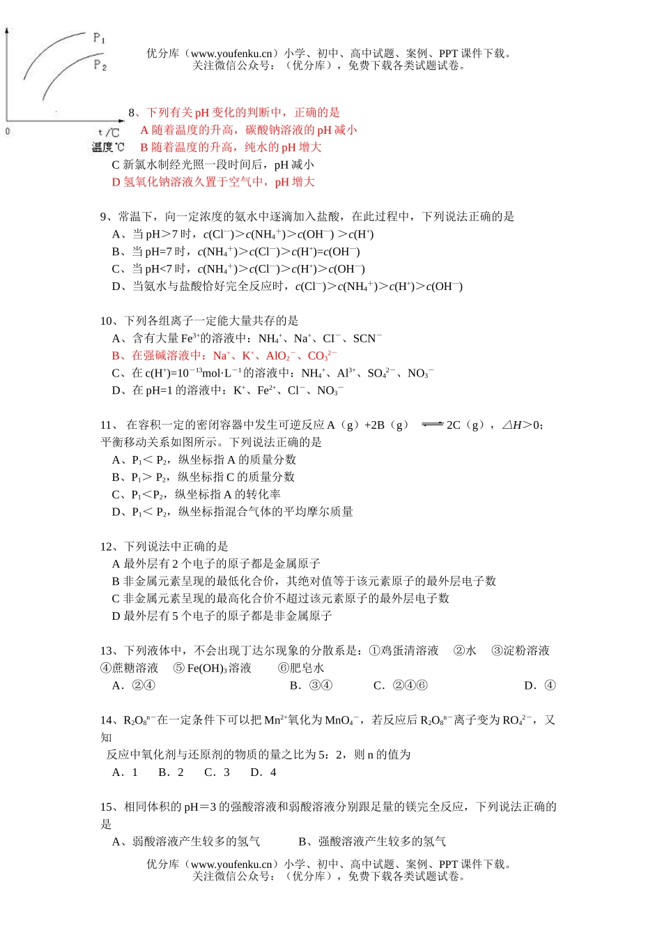 高中三年级化学第三次月考试卷_第2页