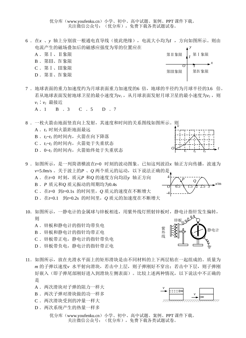 高中三年级物理08届调研测试卷_第2页