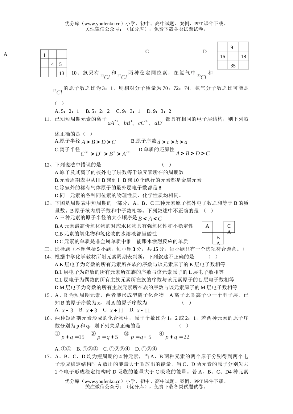 高中三年级化学高考第一轮单元测(5)试卷_第1页