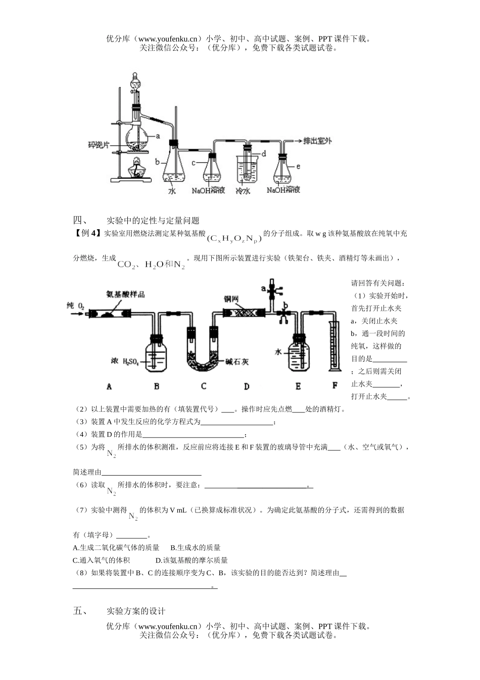 高中三年级化学高考前实验专题讲练(7个方面)试卷_第3页