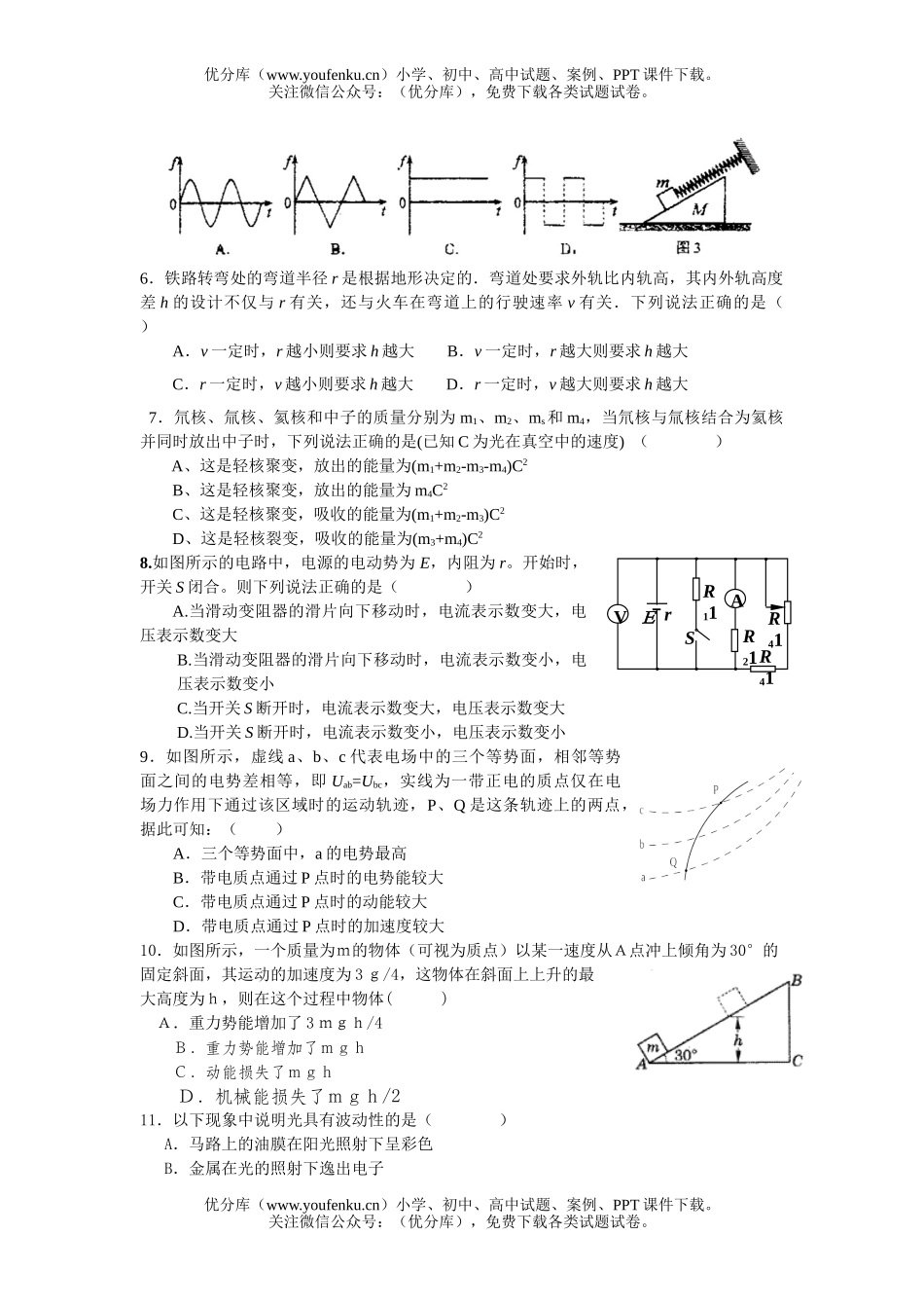 高中三年级物理08届第七次模拟考试卷_第1页