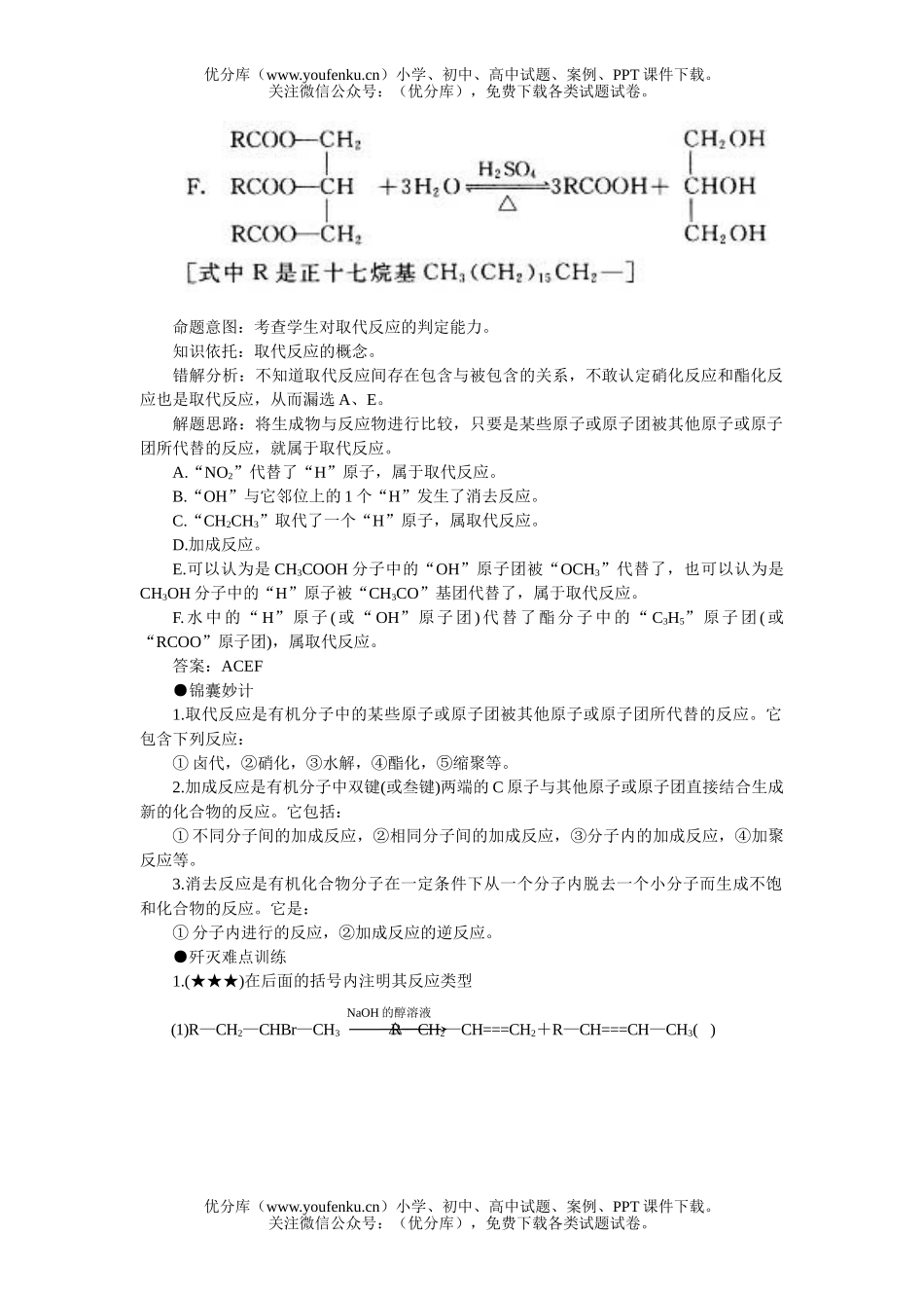 高中三年级化学常见有机反应类型试卷_第2页