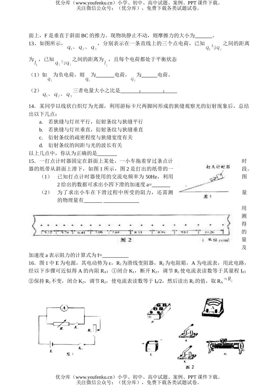 高中三年级物理全国高考试卷_第3页